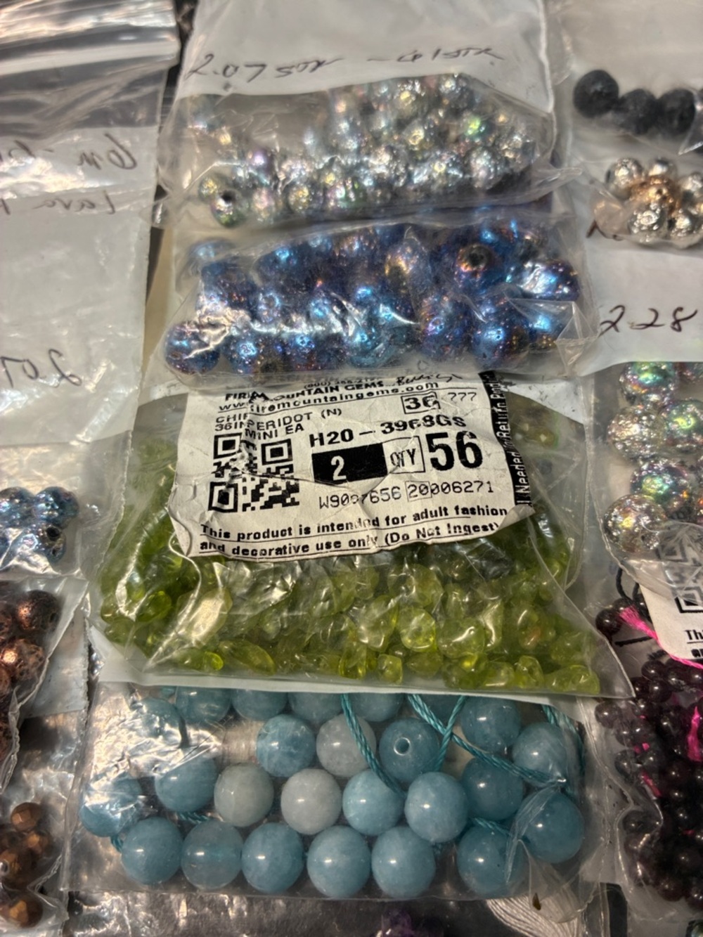 Mixed 1# Assorted Natural unique Bead Lot in Blue, Green, Black, Copper, Pink - Picture 4 of 16